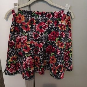 Flower Print Ruffle Skirt
