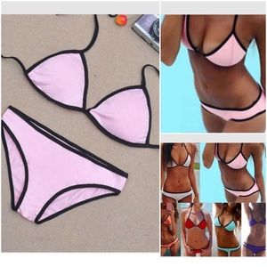 🆕 Pink 💕and black string bikini👙NWOT