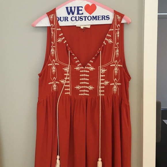 Burnt orange tribal dress