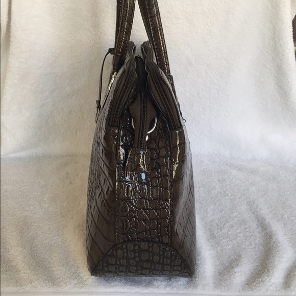 Brown Mock Croc Top Handle Handbag - Picture 3 of 4