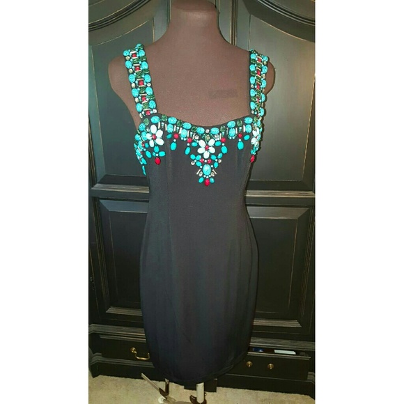 Black Dress with Turquoise Colored Beading