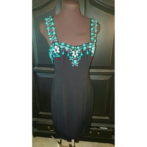 Black Dress with Turquoise Colored Beading