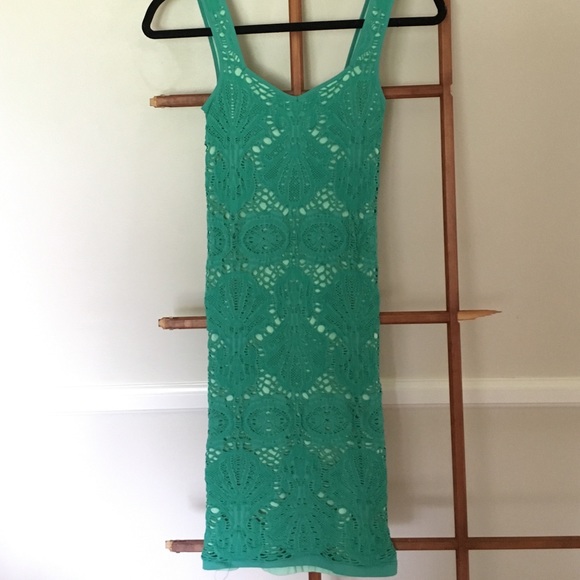 Green form fitting free people dress