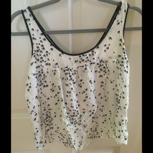 love21 flowy black and white tank top blouse