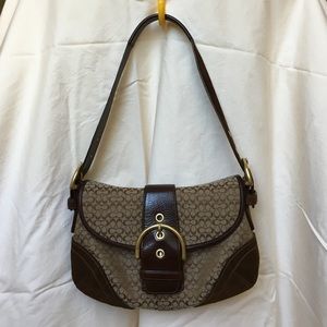 Coach Soho Mini Signature Flap Hobo Purse Brown