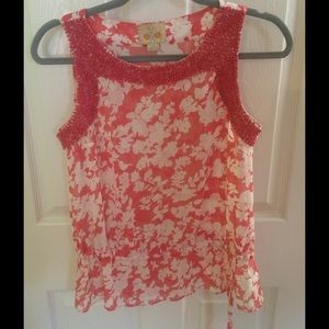 pink flowery and flowy sheer top from XXI