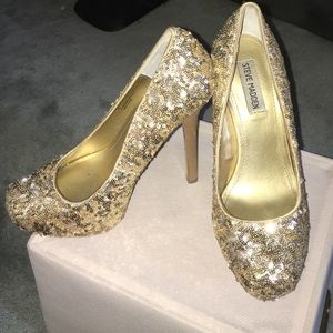 Gold Sequins Steve Madden High Heels