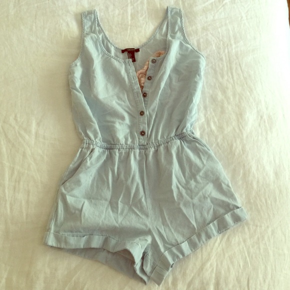 F21 Chambray Denim Romper