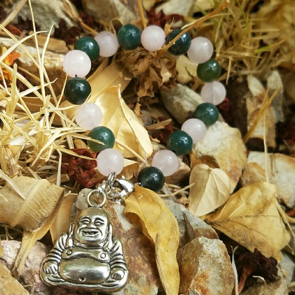 Natural stone bracelet with happy buddah charm