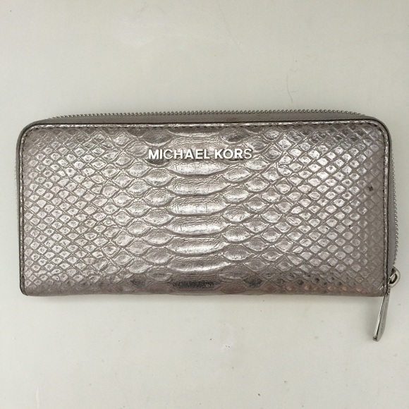 Michael Kors silver leather snakeskin wallet