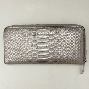 Michael Kors silver leather snakeskin wallet