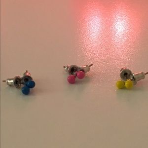 Blue, Pink, and Yellow Mini Ball Stud Earings