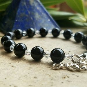 Natural stone black onyx bracelet