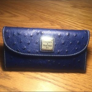 BNWT Dooney & Bourke Blue Ostrich Leather Wallet!