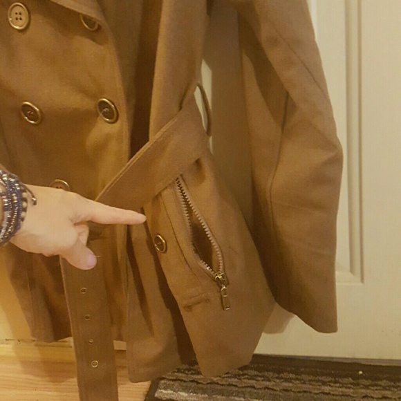 NWOT, NEVER WORN BROWN PEACOAT - Picture 3 of 4