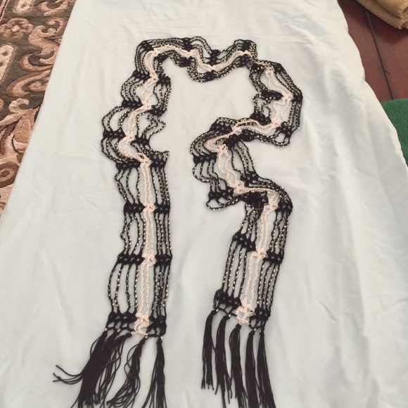 Hand crocheted beaded scarf