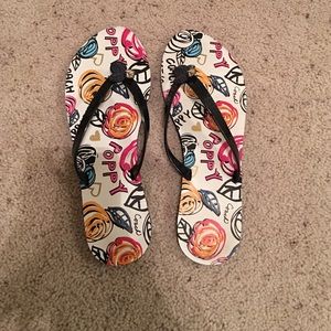 coach flip flops with flower