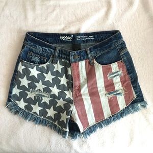 Mossimo Denim High Rise Short Short American Flag