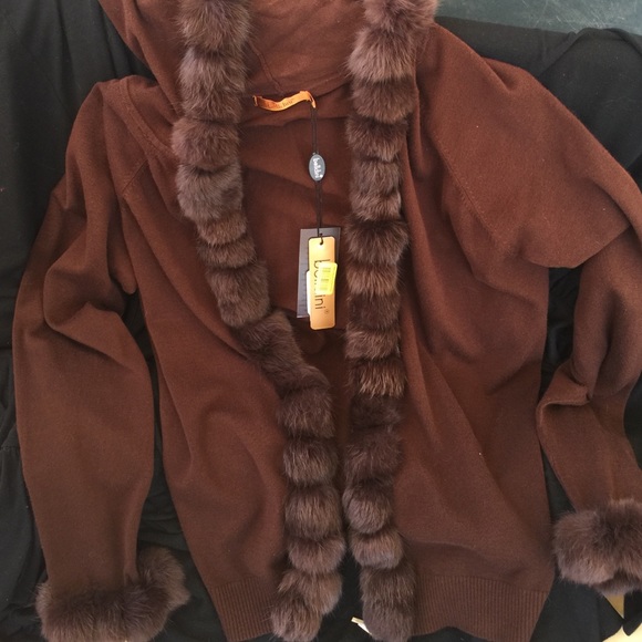 Brown Pom fur sweater