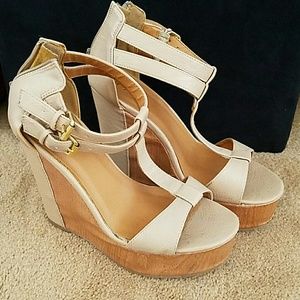 Beige wedges