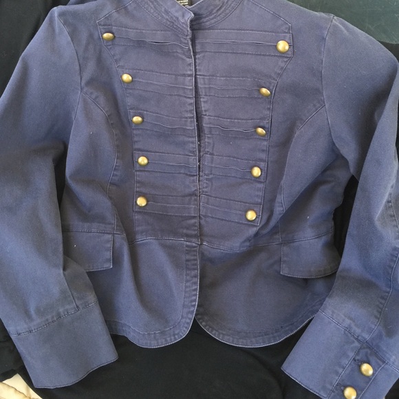 Light blue denim military jacket