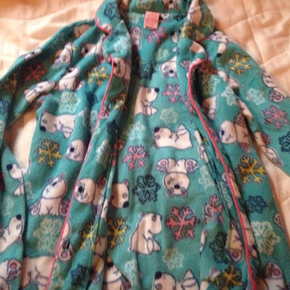 Girls Fleece-y button up pajama shirt - Picture 2 of 4