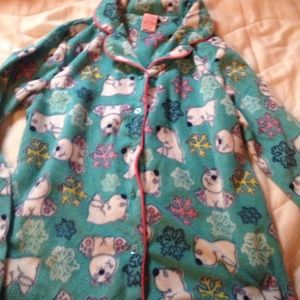 Girls Fleece-y button up pajama shirt