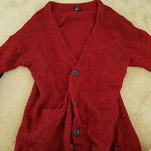 Burgundy button up sweater