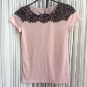 Pink and Black Lace T-Shirt