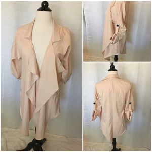Beige Drape Lapel Jacket