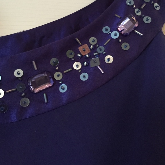 Beaded purple one-shoulder occasion dress - Picture 2 of 4