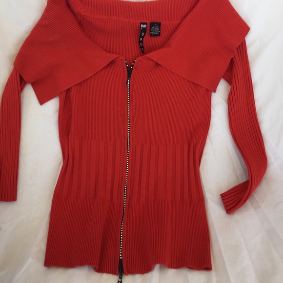 Red rhinestone zipper cardigan