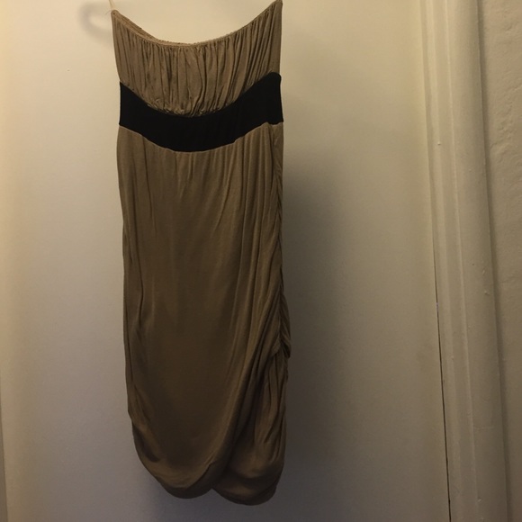 Tan and black halter dress