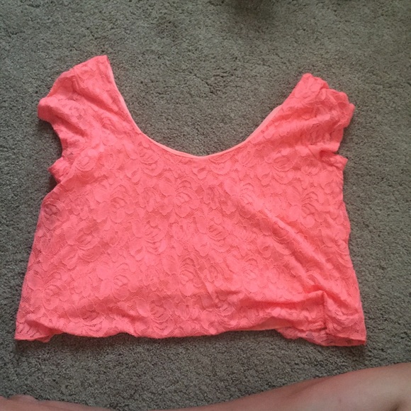 bright lace crop top