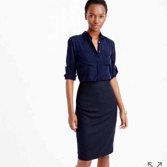 J. Crew Pencil Skirt - Charcoal Pinstripe