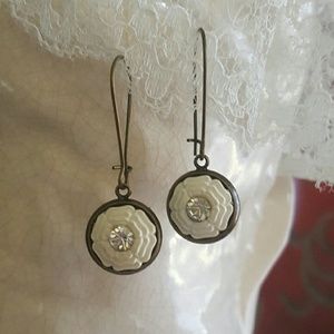 Earrings: vintage button