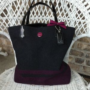 Coach Tote - Black & Purple Wool