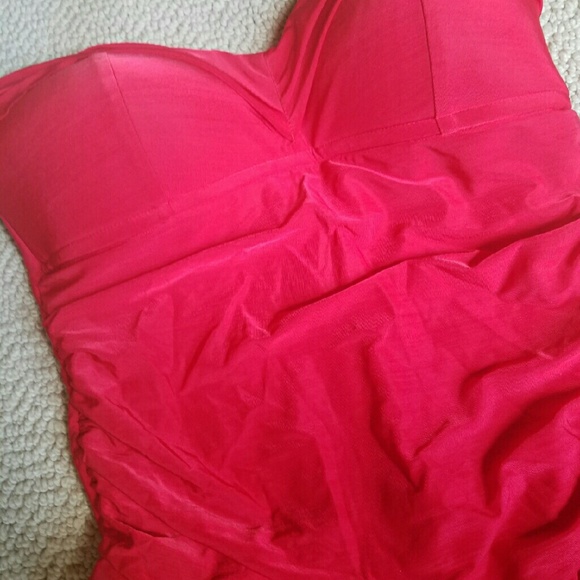 Strapless red LA Blanca one piece