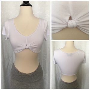 White knotted front crop top