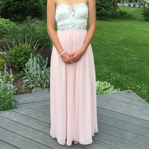 Bee Darlin Pink and White Prom Dress