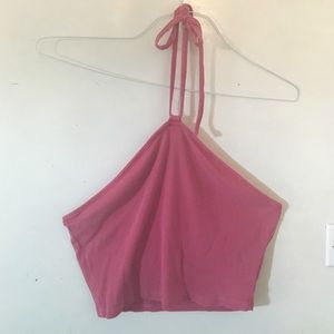 Pink halter crop top