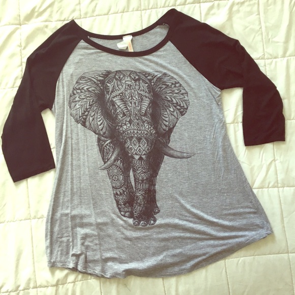 Lovely Souls Elephant Tee - Large, Gray/Black