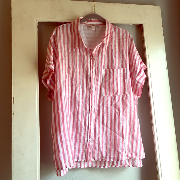 Forever 21-Red and White stripe lightweight shirt!
