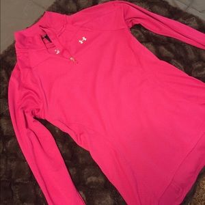 Under armor pink pull over half zip.