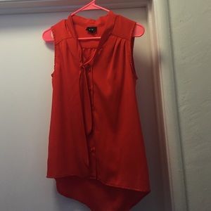 Orange/red front tie tank top