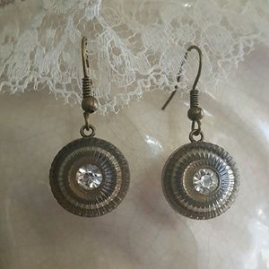 Earrings: vintage button