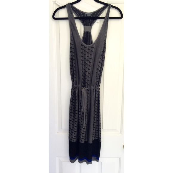 Armani Exchange grey knit drawstring dress
