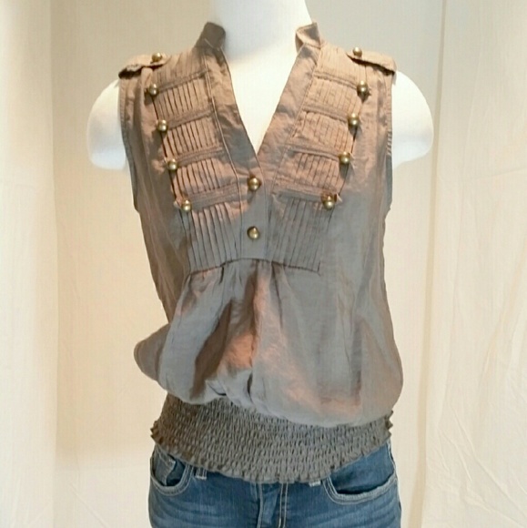 Military Style Cinch Waist Top