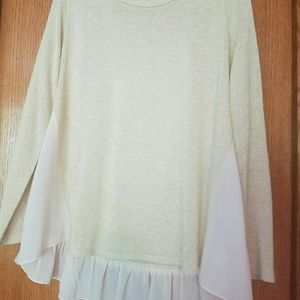 Gold flecked long sleeve blouse.