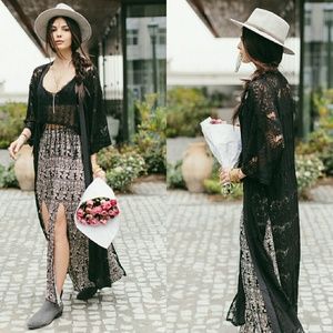 Maxi Lace Split Cardigan